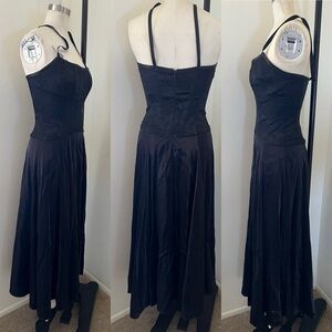 Vintage Karen Alexander Black Satin boned corset slip dress sz 8
